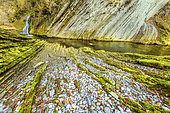 The Cheran gorges in autumn, River draining the Bauges massif, to Hery sur Alby, Savoie, Alps, France