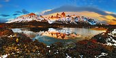 Fitz Roy Massif and Glacial Lake, Patagonian Cordillera, El Chalten, Santa Cruz, Argentina