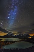 Lake and Cuernos mountains at night, Torres del Paine, Patagonia, Chile