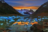 Cerro Torre Massif and Glacial Lake, Patagonian Cordillera, El Chalten, Santa Cruz, Argentina
