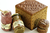 Specialties of the city : Mulot and Petitjean spice breads, with the cut, Nonnette de Dijon, Edmond Fallot mustard, IGP Mustard of Burgundy, jars, gingerbread, Dijon blackcurrant, Dijon, Cote d Or, France