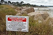 Information panel concerning the restoration of the dunes in the municipality of Trévou-Tréguignec, Brittany, France