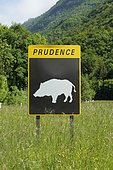 Information panel concerning the presence of wild animals in the town of Doussard, Haute-Savoie, France