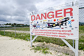 Hazard warning sign, Saint Martin airport, West Indies