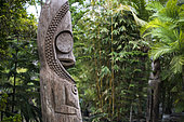Trunk carved in a garden, Efate Island. Vanuatu