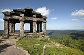 The temple erected in 1869, imitation Greek-Roman temple, overlooking the valley of the Plain, marking the hiking circuit, the Donon (1019 m), summit, Hautes Vosges, Grandfontaine, Bas Rhin, France