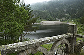 The old hydroelectric plant was dismantled around 2014, remains the platform, a smaller and more powerful should replace it, Lac Noir, Hautes Vosges, Orbey, Haut Rhin, France