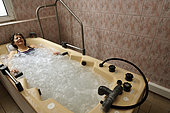 Bathtub, whirlpool, Calodaé balneotherapy center, National bath, spa built in 1811 and restored in 1935, Plombieres les Bains, Vosges, France