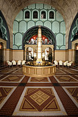 The refreshment bar of the National bath, thermal establishment built in 1811 and restored in 1935, Plombieres les Bains, Vosges, France