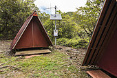 Refuge and emergency call terminal in the park of the Blue River. New Caledonia.