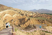 Eroded hills of sedimentary conglomerate and sandstone, Unesco World Heritage, Zhangye, China