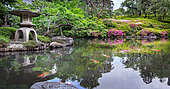Happoen japanese's garden, tea house and azalea in fulll blum Tokyo, Japan
