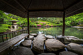 Happoen japanese's garden, tea house and azalea in fulll blum Tokyo, Japan