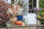 Autumn table in a garden, Pas de Calais, France