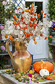 Autumn bouquet : Crop honesty (Lunaria annua) and Chinese lantern (Physalis alkekengi)