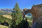 Arch of Sarronal, View of the Tena Valley, Huesca, Pyrenees, Aragon, Spain