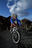 Mountainbiking, Teneguia volcano, La Palma, Canary Islands, Spain, Europe