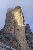 Great Crown of Lavaredo, Dolomites Massif, Stromatolite Strata, Climbing Icon, Tre Cime Natural Park, Dolomites Massif, Tyrol, Italy