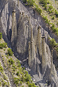 The Hoodoo rocks of Vallon du Rabioux, Massif des Ecrins, Embrunais, Hautes Alpes, France