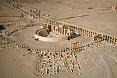 Aerial view of the Ancient Theater of Palmyra in January 2009, Syria