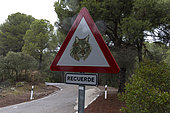 Traffic sign in the Spanish Lynx (Lynx pardinus) area, Andalusia Spain