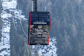 Cableway of the Aiguille du Midi, Chamonix Mont-Blanc, Haute-Savoie, Alps, France