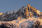 Aiguille du Midi at sunset, Massif du Mont-Blanc, Alps, Haute-Savoie, France