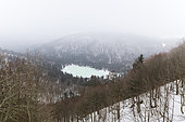 Lake Blanchemer, located 984 meters in the town of La Bresse in the Vosges, France