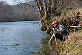 Fly fishing on the Loue river, Franche-Comté, France