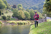 Trout fishing on the Loue river, fly fishing, Franche-Comté, France