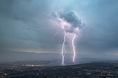 Two Lightnings and impact in the Leman lack during the thunderstorm of the 2019, 25th july 2