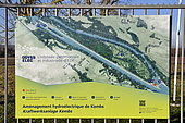 Information panel of the Kembs hydroelectric power plant on the Rhine, Alsace, France