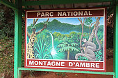 Entrance panel of the Amber Mountain National Park, NP of 18 200 ha created in 1958, North-West Madagascar