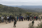 Photographers waiting for the appearance of the Spanish Lynx (Lynx pardinus), Andalusia, Spain