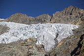 Le Glacier Blanc (3023m) éclairé par une nuit de pleine lune, vallée de la Vallouise, région du Briançonnais, Parc National des Ecrins, Hautes-Alpes, France