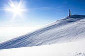 Mont Ventoux under the snow in winter, Vaucluse, Provence, France