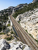 Railroad tracks, Côte bleue, Calanques National Park, Mediterranean Sea, France