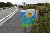 Information panel on spaces maintained without pesticides in the Finistère region, Brittany, France