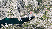 Calanque de Morgiou in the Baumettes district which is part of the 9th arrondissement of Marseille, France
