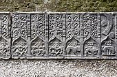 Stone reliefs, decorations on a tomb slab, Rock of Cashel, County Tipperary, Republic of Ireland, British Isles, Europe