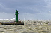 Exit from the port of Boulogne sur mer during storm Ciara, Hauts de France, France