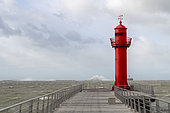 Pier of Boulogne sur mer during storm Ciara, Hauts de France, France