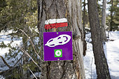 Sign of a snowshoes tour in the Vercors, Corrençon en Vercors, France