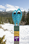 Sign of a snowshoes tour in the Vercors, Corrençon en Vercors, France