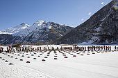 Departure of the Lekkarod sled dog race in Bessans,Haute Maurienne, Savoie, France