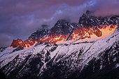 Chamonix needles at sunset. Shot of February 2020, from Les Houches, Haute-Savoie, France
