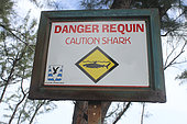 Warning sign against sharks in Reunion.