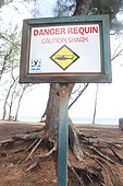 Warning sign against sharks in Reunion.