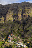 Hamlet surrounded by terraces, today mostly abandoned. Valle Gran Rey, La Gomera, Canary Islands