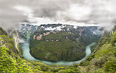 Panoramic view of the Cañon del Sumidero National Park, Chiapas Mexico.